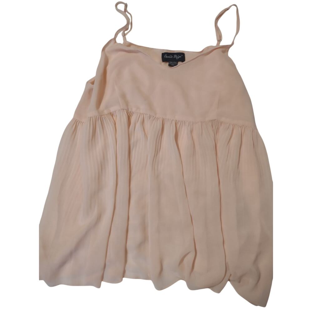 Babydoll Sheer Cami Tank Top Medium Pink Fairycore Festival Lightweight Chiffon‎